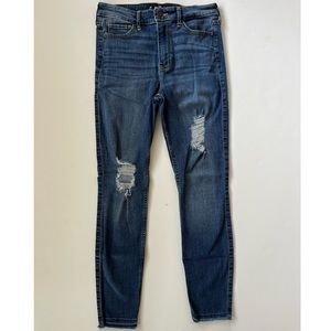 Hollister Women’s Distressed High Rise Super Skinny Cropped Jeans Size 3